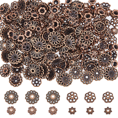 320pcs 4 styles Tibetan Style Alloy Caps FIND-DC0003-94-1