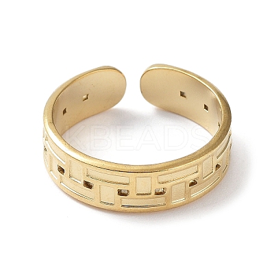 304 Stainless Steel Grooved Rectangle Cuff Ring Findings STAS-P334-08G-1