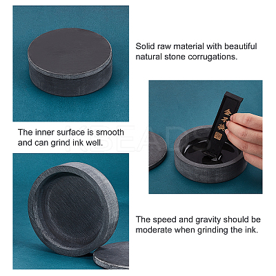 2Pcs 2 Style Stone Calligraphy Inkstone and Rectangle Inker AJEW-PH0003-52-1