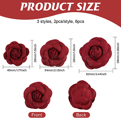 6Pcs 3 Styles Plastic Artificial Flower Head AJEW-CA0004-61A-1