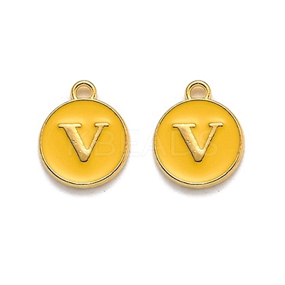 Golden Plated Alloy Enamel Charms ENAM-Q437-13V-1