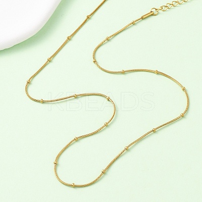 304 Stainless Steel Round Snake Chain Necklaces with Rondelle Beads NJEW-C103-01G-1