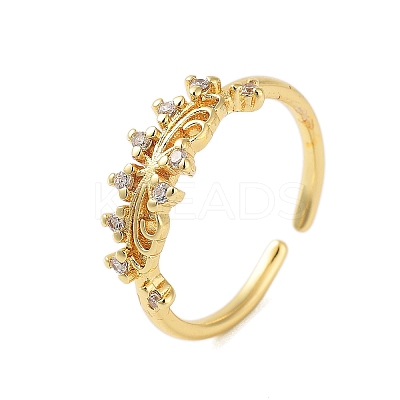 Brass Pave Cubic Zirconia Cuff Rings RJEW-U012-03G-01-1