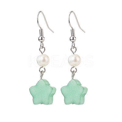 Natural & Synthetic Gemstone Star Dangle Earring for Women EJEW-JE05063-1