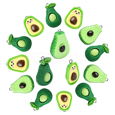 15Pcs 3 Styles Opaque Resin Fruit Pendants RESI-YW0001-72-1