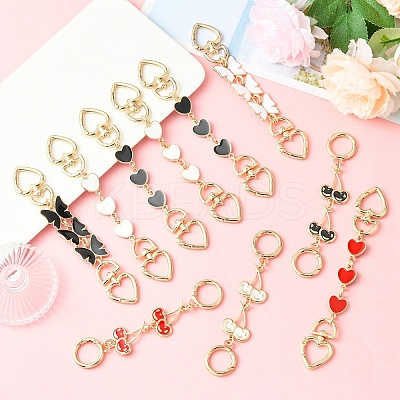 2Pcs 2 Styles Alloy Enamel Heart Butterfly Link Chain Bag Extender Chains FIND-YW0008-10A-1
