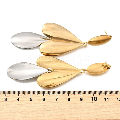 304 Stainless Steel Two Tone Dangle Stud Earrings EJEW-M104-01B-PG-1