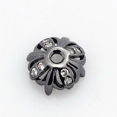 4-Petal Brass Micro Pave Cubic Zirconia Bead Caps ZIRC-P007-01B-NR-1