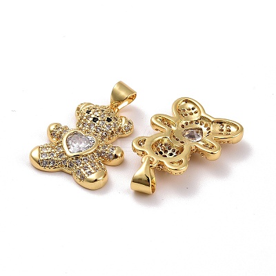 Brass Micro Pave Cubic Zirconia Pendants KK-K258-24B-G-RS-1