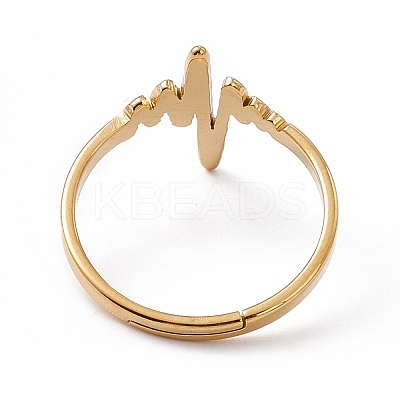 Ion Plating(IP) 201 Stainless Steel Heart Beat Adjustable Ring for Women LS-RJEW-K238-02G-1