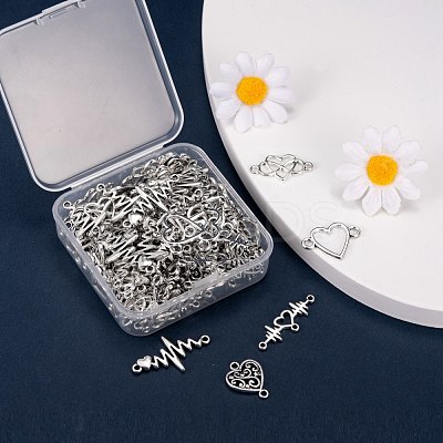 100Pcs 5 Style Tibetan Style Zinc Alloy Links Connectors FIND-LS0001-40AS-1