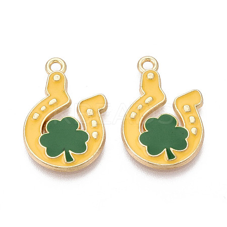 Saint Patrick's Day Alloy Enamel Pendants ENAM-T024-47A-G-1