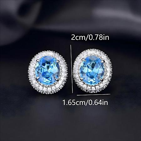 Brass Micro Pave Cubic Zirconia Stud Earrings for Women FF7693-2-1