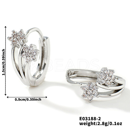 Chic Fashionable Flower Hip-hop Brass Hoop Earrings PS1266-2-1