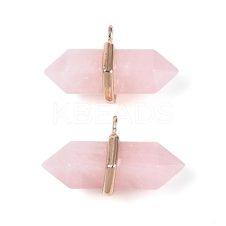 Natural Rose Quartz Double Terminal Pointed Pendants G-N345-09B-1