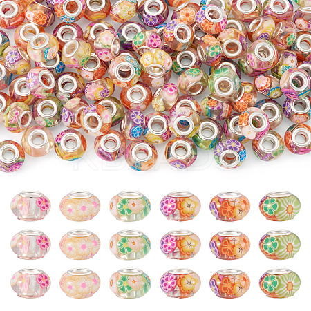 100Pcs Resin with Polymer Clay Inside European Beads RPDL-TA0001-08-1
