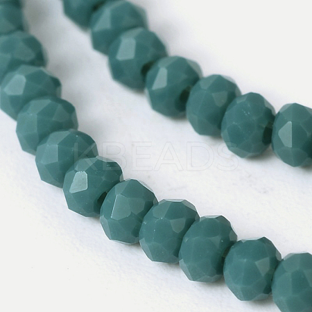 Electroplate Imitation Jade Glass Faceted Rondelle Beads Strands GLAA-A024A-10A-1