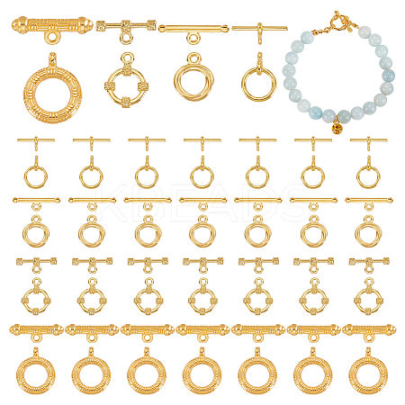   32 sets 4 style Tibetan Style Alloy Ring Toggle Clasps FIND-PH0008-33-1