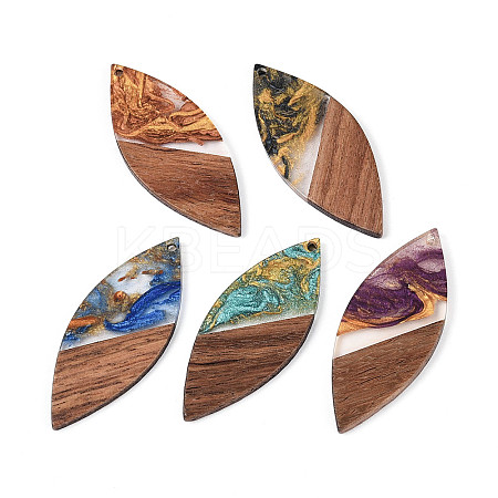 Opaque Resin & Walnut Wood Pendants RESI-T060-45M-1