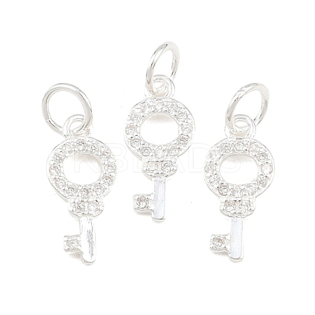 925 Sterling Silver Pave Clear Cubic Zirconia Key Charms STER-A049-07S-1