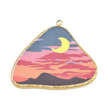 Printed 304 Stainless Steel Pendants STAS-P419-08G-01-1