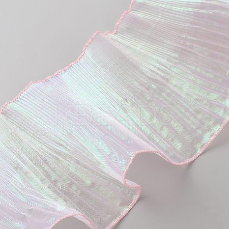 6 Yards Laser Polyester Pleated Lace Trim OCOR-WH0080-86D-1
