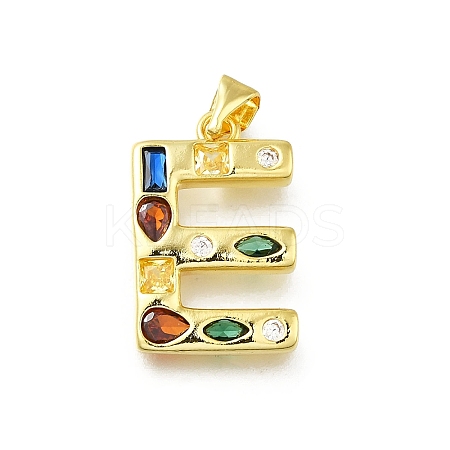 Brass Micro Pave Clear Cubic Zirconia Pendants KK-G521-01G-E-01-1