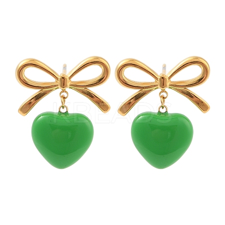Heart Resin Stud Earrings EJEW-Z064-04G-1