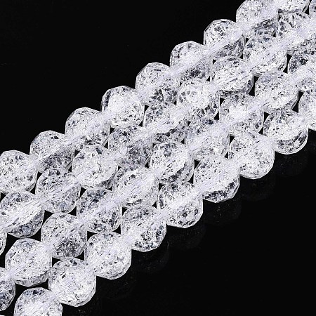 Transparent Crackle Glass Beads Strands GLAA-N053-8mm-11-1