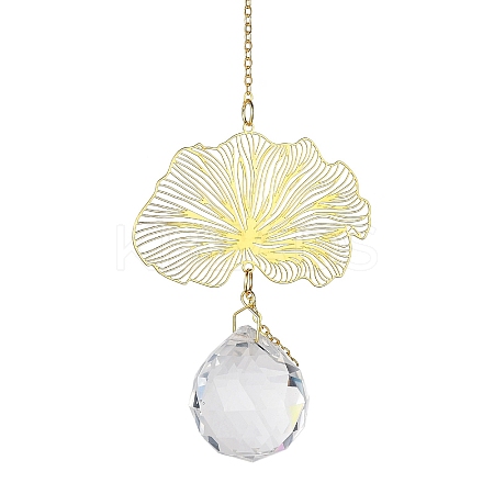 Brass Hollow Lotus Leaf Hanging Ornaments LS-HJEW-E012-03G-02-1