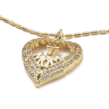 Golden Plated Brass Micro Pave Cubic Zirconia Pendant Necklaces LS-NJEW-L178-02G-04-1