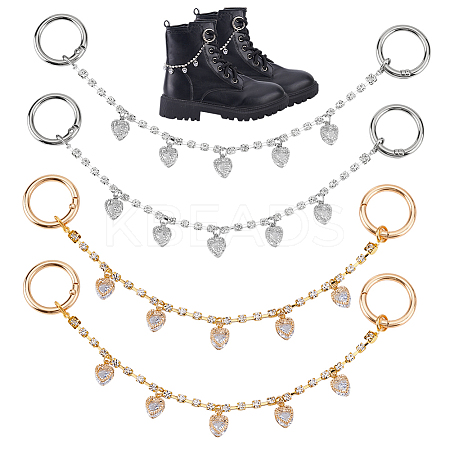 4Pcs 2 Colors Brass Rhinestone Link Bag Extender Chains HJEW-GA00034-1