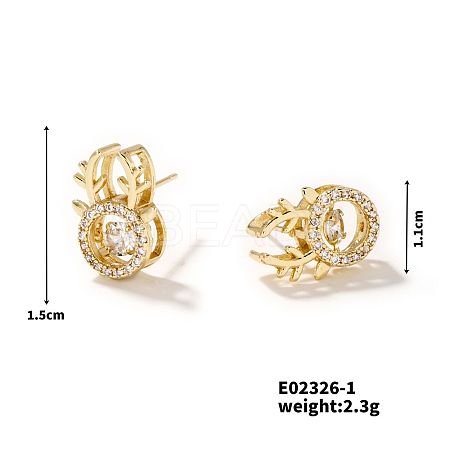 Shiny Copper Earrings with Zircon Stones JG9424-3-1