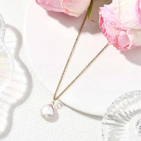 Electroplated Natural Keshi Pearl Pendant Necklaces NJEW-JN05604-02-1