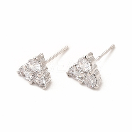 Brass Micro Pave Cubic Zirconia Stud Earrings for Women EJEW-H091-12P-1