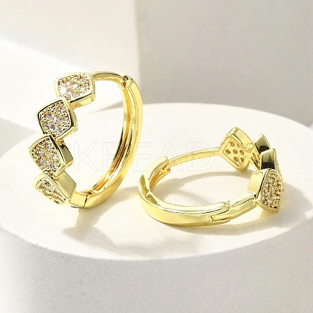 Brass Clear Cubic Zirconia Hoop Earrings EJEW-M047-26G-1
