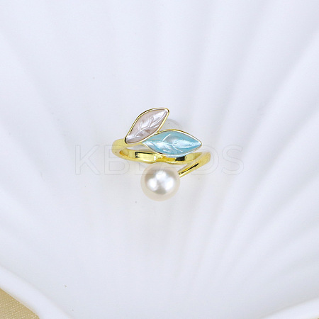 Natural Freshwater Pearl with Natural Shell Cuff Rings WGACE42-14-1