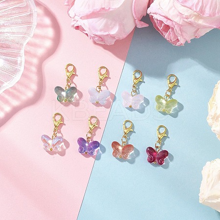 Transparent Glass Butterfly Pendant Decorations HJEW-JM04018-02-1