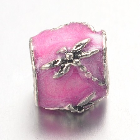 Barrel Large Hole Alloy Enamel European Beads MPDL-L013-10C-1