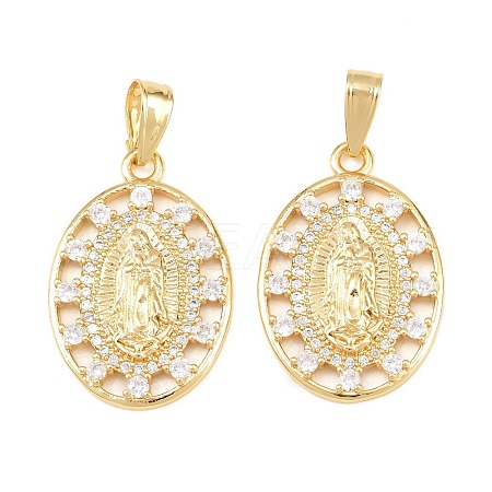Brass Micro Pave Cubic Zirconia Pendants KK-C162-095G-1