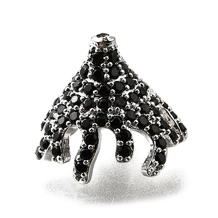 Brass Micro Pave Black Cubic Zirconia Beads KK-V011-26P-1