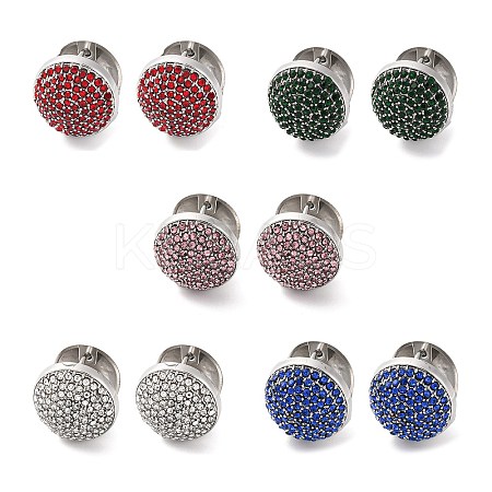PVD Vacuum Plating 304 Stainless Steel Rhinestone Hoop Earrings for Women EJEW-Z076-06P-1