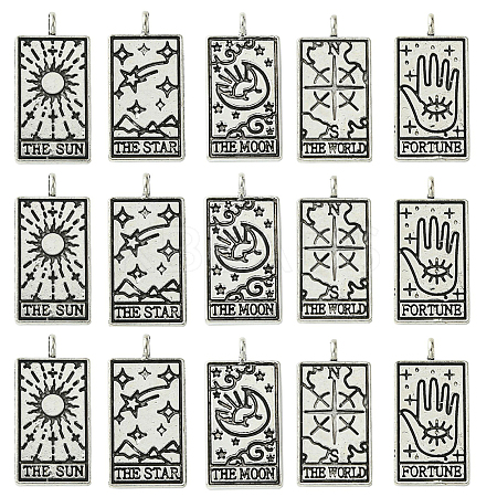 15Pcs 5 Styles Tibetan Style Alloy Pendants TIBEP-YW0001-76AS-1