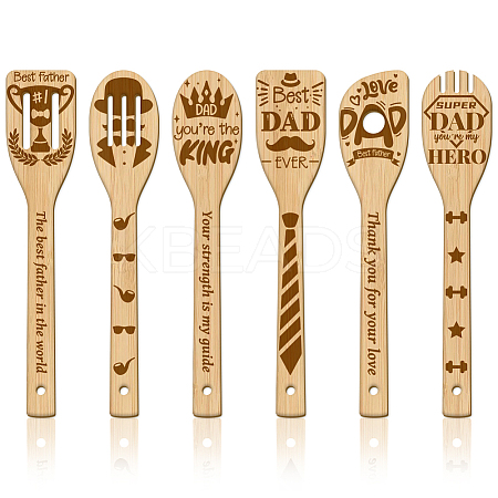 6Pcs Bamboo Spoons & Knifes & Forks AJEW-WH0411-031-1