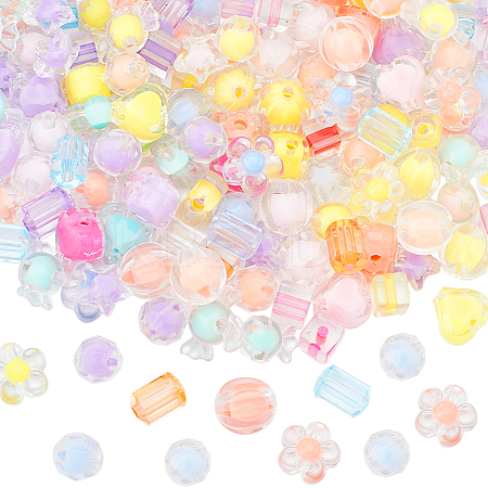 160Pcs 8 Styles Transparent Acrylic Beads TACR-SP0001-10-1