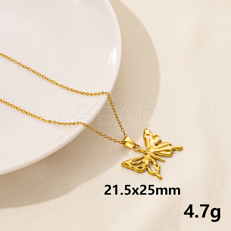 201 Stainless Steel Pendant Butterfly Necklaces FS-WG515A3-10-1