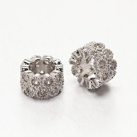 Brass Micro Pave Grade AAA Cubic Zirconia European Large Hole Beads LS-ZIRC-O010-05P-NR-1