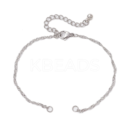 304 Stainless Steel Singapore Chain Bracelet Makings AJEW-JB01321-02-1