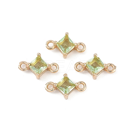 Brass Pave Glass Rhombus Links Connector Charms GLAA-Q088-001I-1
