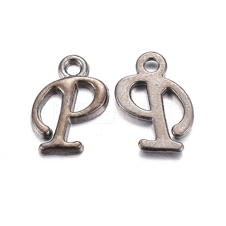 Gunmetal Plated Alloy Letter Pendants PALLOY-J718-01B-P-1